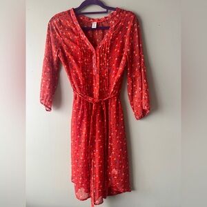 Old Navy Red and Blue Sheer Micro Floral Dress Size S NWOT